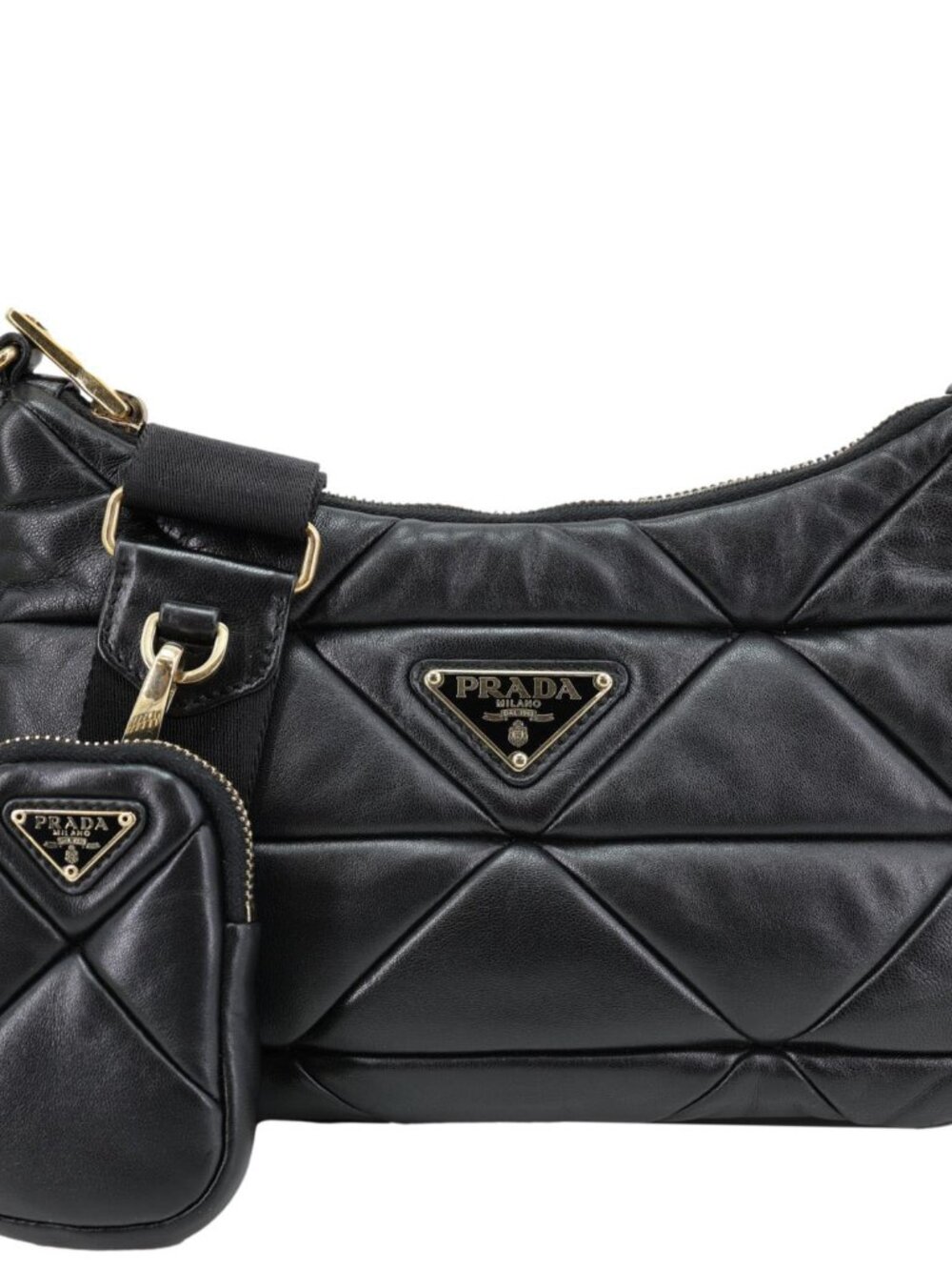 Prada System Re-edition Quilted Nappa Leather Shoulder Bag Black
